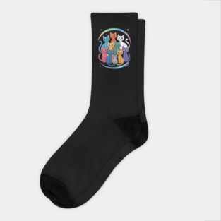 Colorful Cosmic Cats Graphic Socks