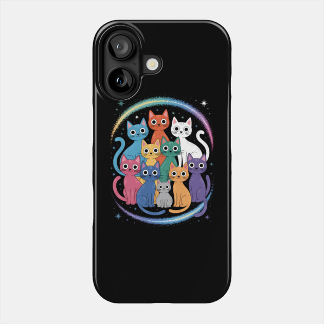 Colorful Cosmic Cats Graphic Phone Case by norhando
