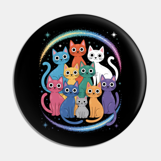 Colorful Cosmic Cats Graphic Pin by norhando
