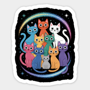 Colorful Cosmic Cats Graphic Sticker