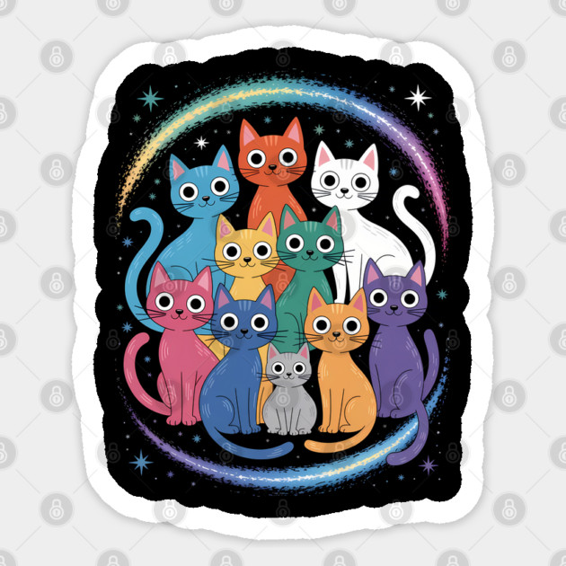 Colorful Cosmic Cats Graphic Sticker by norhando