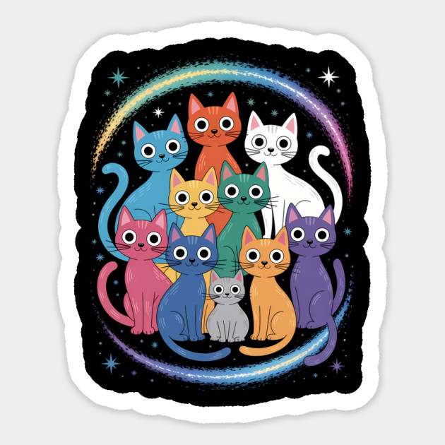 Colorful Cosmic Cats Graphic Magnet by norhando