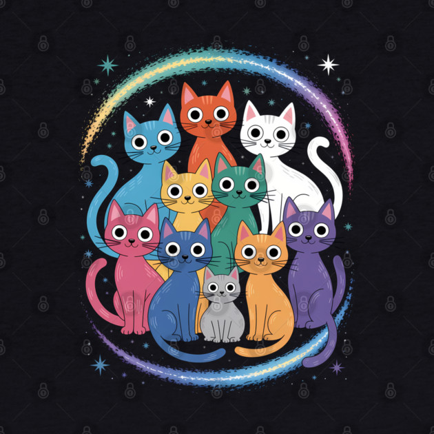 Colorful Cosmic Cats Graphic by norhando