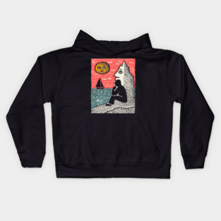 Seascape Solitude – Contemplation by the Ocean Linocut Kids Hoodie