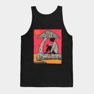 Shrooming Under Sun – Forest Solace Linocut Tank Top