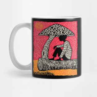 Shrooming Under Sun – Forest Solace Linocut Mug