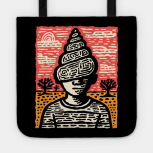 Shell Head – Introverted Spirit Linocut Portrait Tote