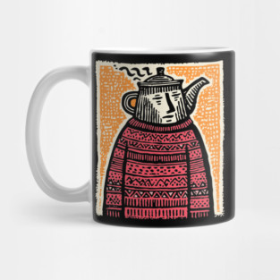 Tea Lover – Cozy Ritual Linocut Character Mug
