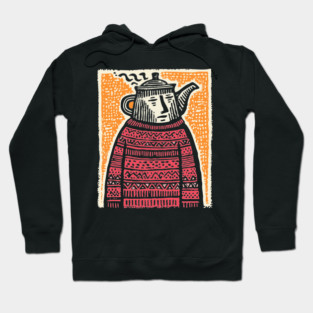 Tea Lover – Cozy Ritual Linocut Character Hoodie