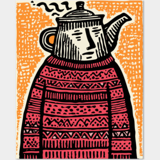 Tea Lover – Cozy Ritual Linocut Character Posters and Art