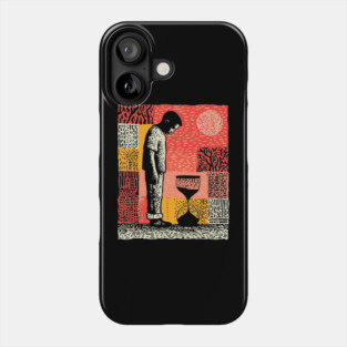 Time Running Out – Hourglass Reflection Linocut Phone Case