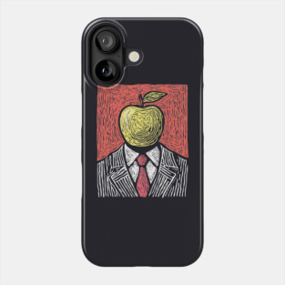 Tribute to Magritte – Apple Face Linocut Portrait Phone Case