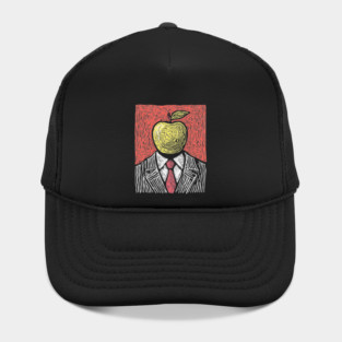 Tribute to Magritte – Apple Face Linocut Portrait Hat