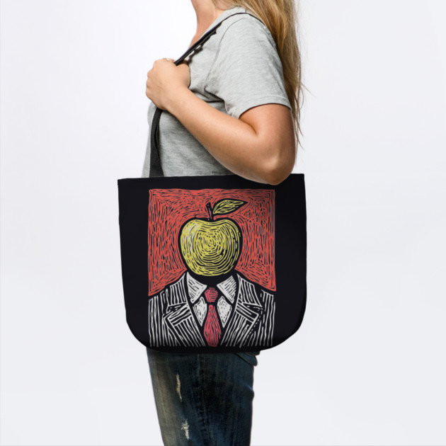 Tribute to Magritte – Apple Face Linocut Portrait by TuncGK