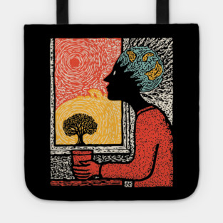 Wanderluster – World Mind Dreaming Linocut Tote