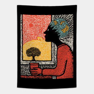 Wanderluster – World Mind Dreaming Linocut Tapestry