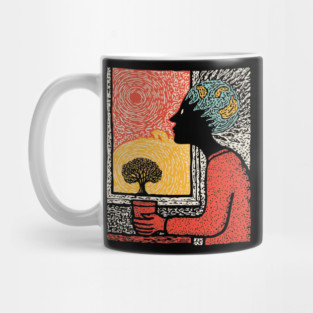 Wanderluster – World Mind Dreaming Linocut Mug