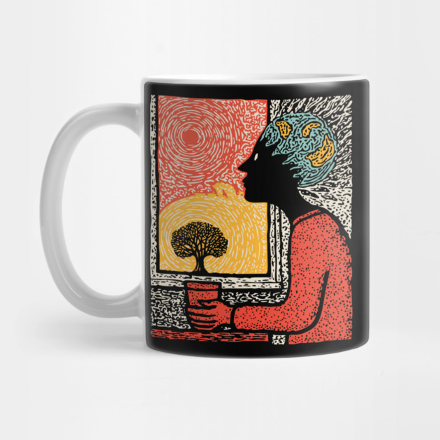 Wanderluster – World Mind Dreaming Linocut by TuncGK