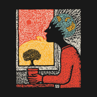 Wanderluster – World Mind Dreaming Linocut T-Shirt