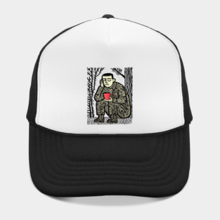 Weary Soldier – Post-Conflict Contemplation Linocut Hat