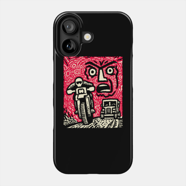 Road Rage Fury – Expressive Urban Frustration Linocut Phone Case by TuncGK