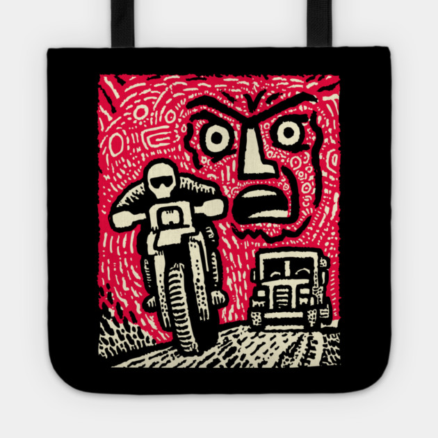 Road Rage Fury – Expressive Urban Frustration Linocut Tote by TuncGK