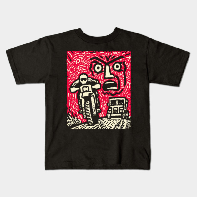 Road Rage Fury – Expressive Urban Frustration Linocut Kids T-Shirt by TuncGK