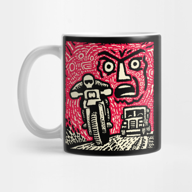 Road Rage Fury – Expressive Urban Frustration Linocut by TuncGK