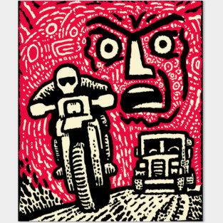 Road Rage Fury – Expressive Urban Frustration Linocut Posters and Art