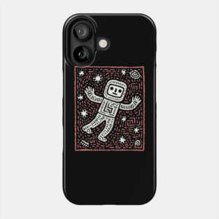 Space Life – Astronaut's Cosmic Dance Linocut Phone Case
