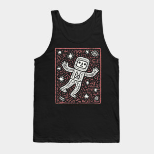 Space Life – Astronaut's Cosmic Dance Linocut Tank Top