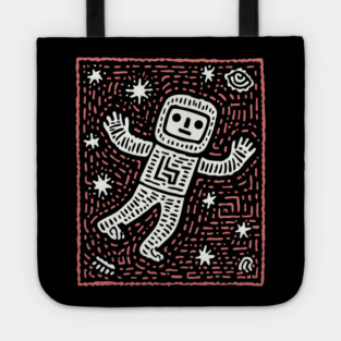 Space Life – Astronaut's Cosmic Dance Linocut Tote