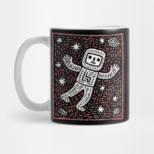 Space Life – Astronaut's Cosmic Dance Linocut Mug