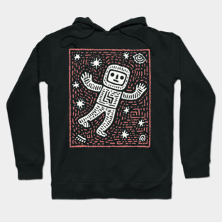 Space Life – Astronaut's Cosmic Dance Linocut Hoodie