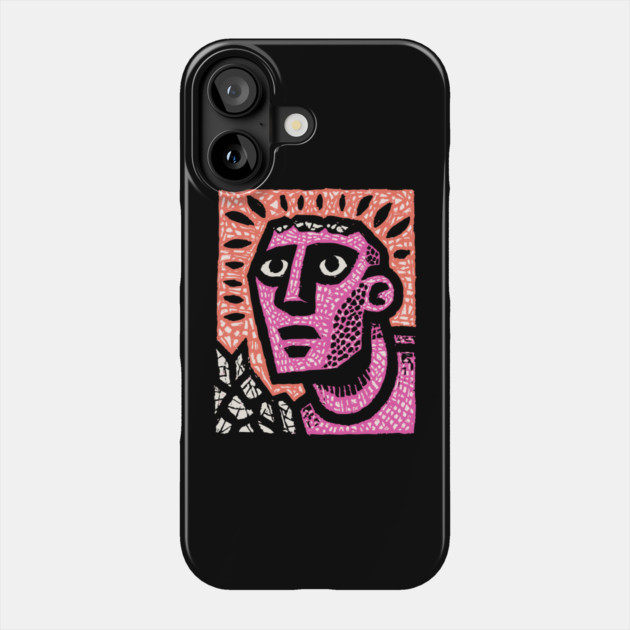 Stone Man Awakening – Inner Energy Linocut Phone Case by TuncGK