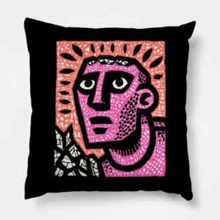 Stone Man Awakening – Inner Energy Linocut Pillow