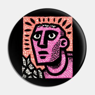 Stone Man Awakening – Inner Energy Linocut Pin