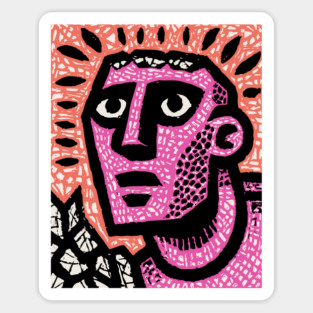 Stone Man Awakening – Inner Energy Linocut Sticker