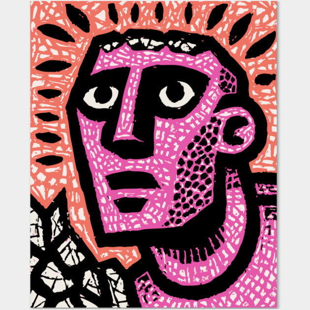 Stone Man Awakening – Inner Energy Linocut Wall Art by TuncGK