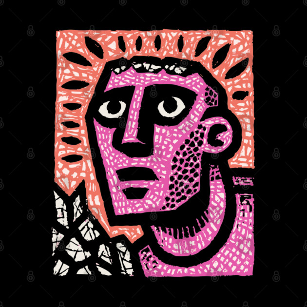 Stone Man Awakening – Inner Energy Linocut by TuncGK
