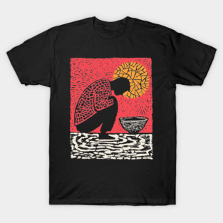 Quiet Sacrament – Humility and Ritual Linocut T-Shirt