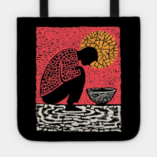 Quiet Sacrament – Humility and Ritual Linocut Tote
