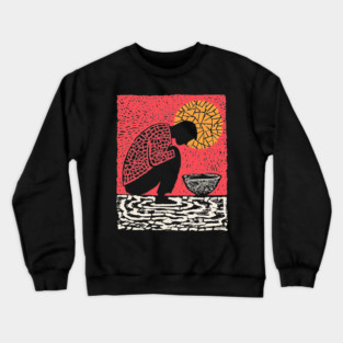 Quiet Sacrament – Humility and Ritual Linocut Crewneck Sweatshirt