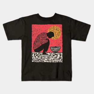 Quiet Sacrament – Humility and Ritual Linocut Kids T-Shirt