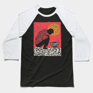 Quiet Sacrament – Humility and Ritual Linocut Baseball T-Shirt