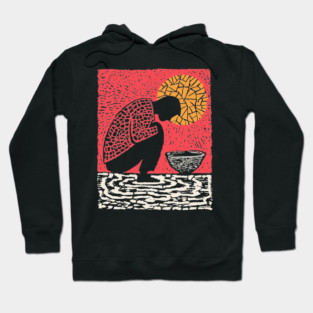 Quiet Sacrament – Humility and Ritual Linocut Hoodie