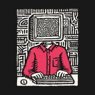 Screen Addict – Digital Overload Linocut Critique T-Shirt
