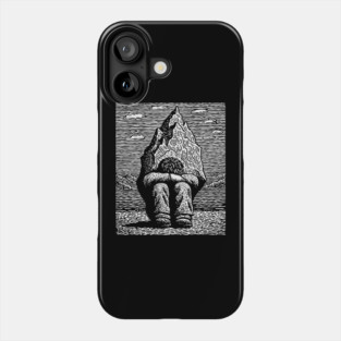 Overwhelmed by Sadness – Mountain Burden Linocut Phone Case
