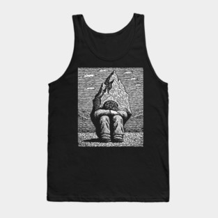 Overwhelmed by Sadness – Mountain Burden Linocut Tank Top