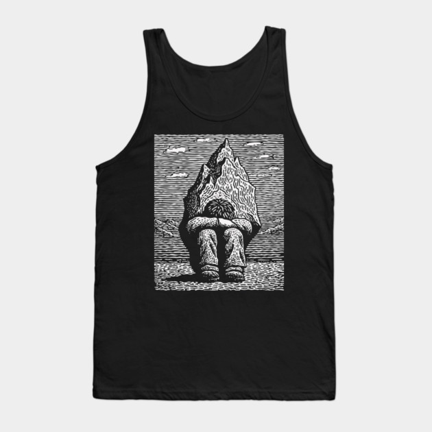 Overwhelmed by Sadness – Mountain Burden Linocut Tank Top by TuncGK